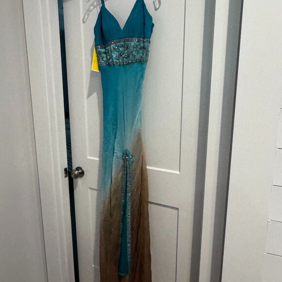 Sue Wong Silk Dress Beaded Evening Gown Turquoise Blue Party Prom 6 Long Maxi 42 Sue Wong Silk Dress Beaded Evening Gown Turquoise Blue Party Prom 6 Long Maxi 42